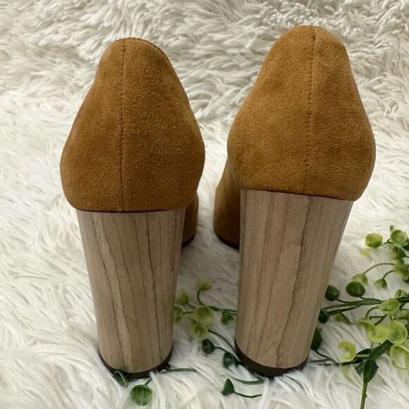 Jimmy Choo Laria Canyon Brown Suede Round Toe Wood High Heel Pump sz 34 EU/ US 4 - Picture 5 of 8
